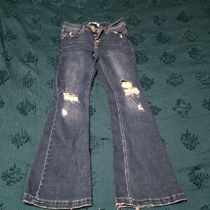 KanCan Dark Blue Distressed Flare Jeans